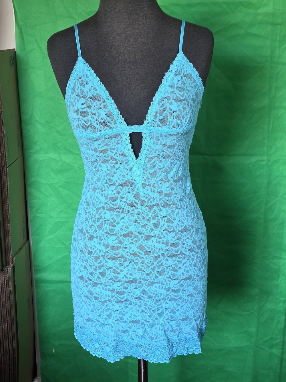 Victoria’s Secret The Lacie Blue Aqua Lace Bralette Cami M/L Sheer Lace Lingerie